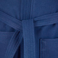 Junior lightweight cotton bathrobe with hood and belt - Dark Blue