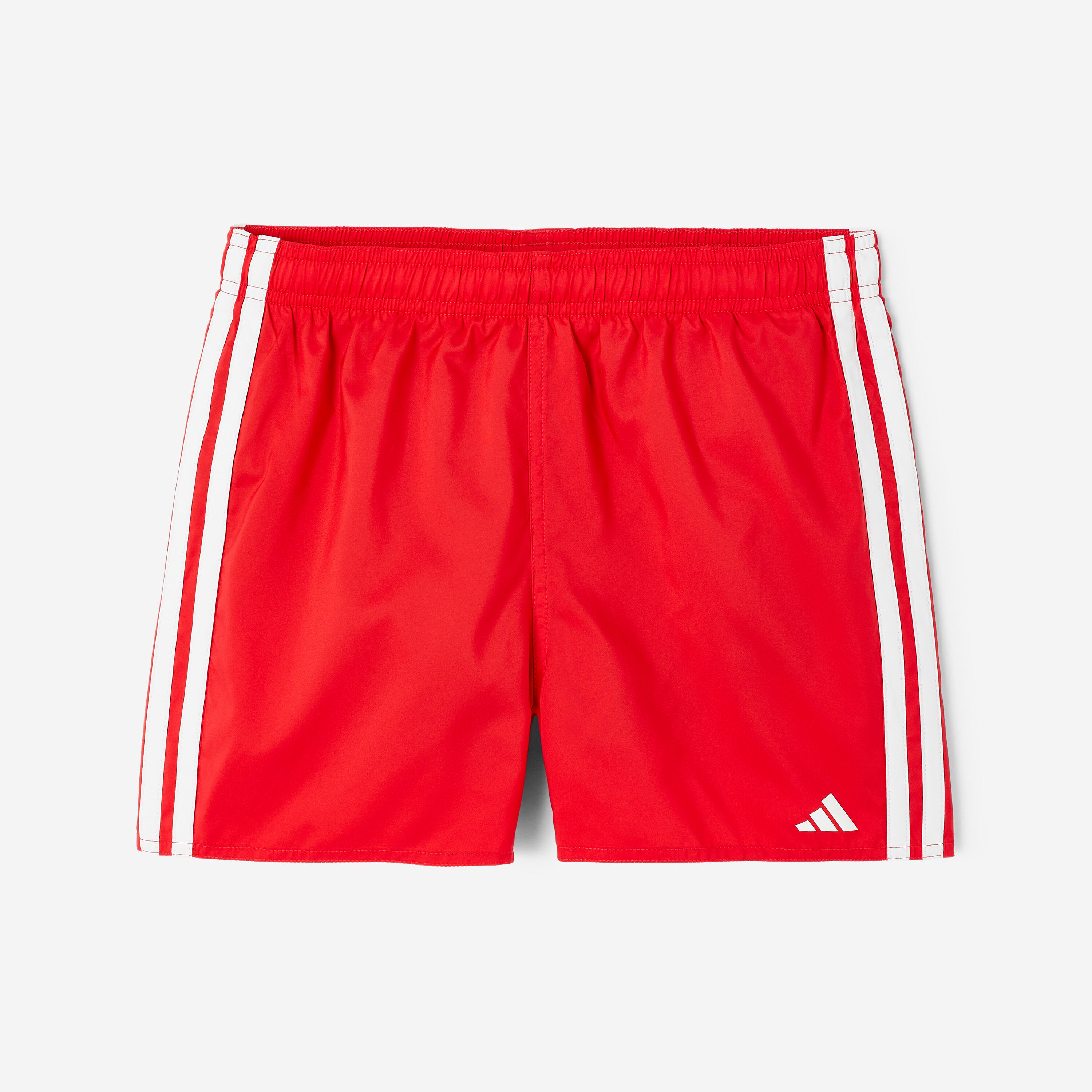 Short de bain garçon, Swimshort 3 bandes Adidas rouge et blanc 8/12