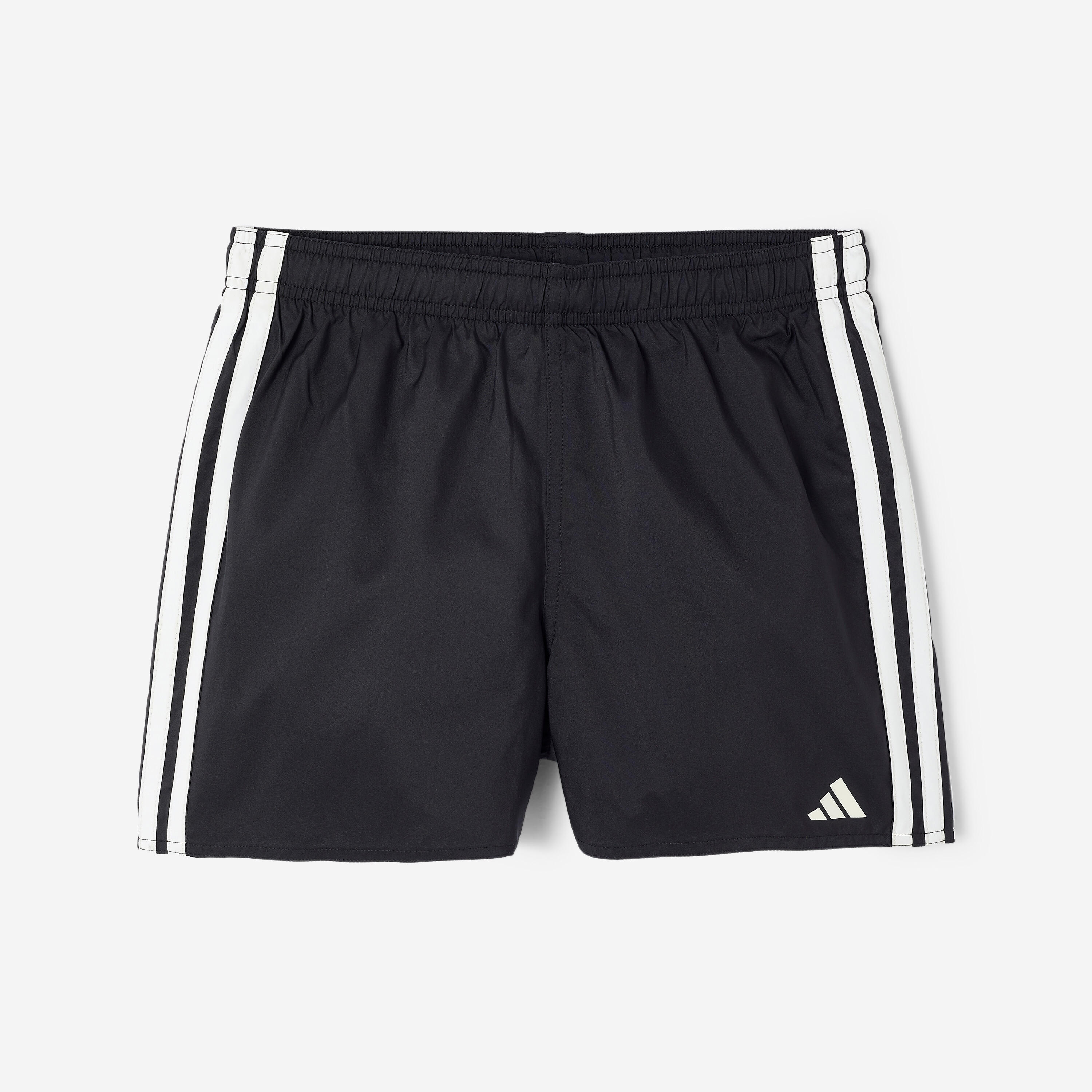 Badeshorts Jungen, Swimshort 3 Streifen, Adidas, Schwarz und Weiss 7/11