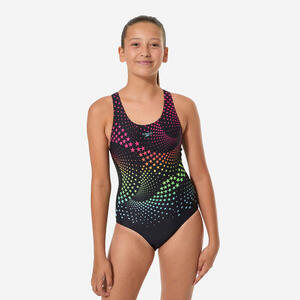 Bañador Niña Natación Speedo Splashback Negro Estrellas