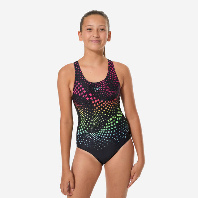 Fato de Banho de Natação Menina Splashback Preto Estrelas