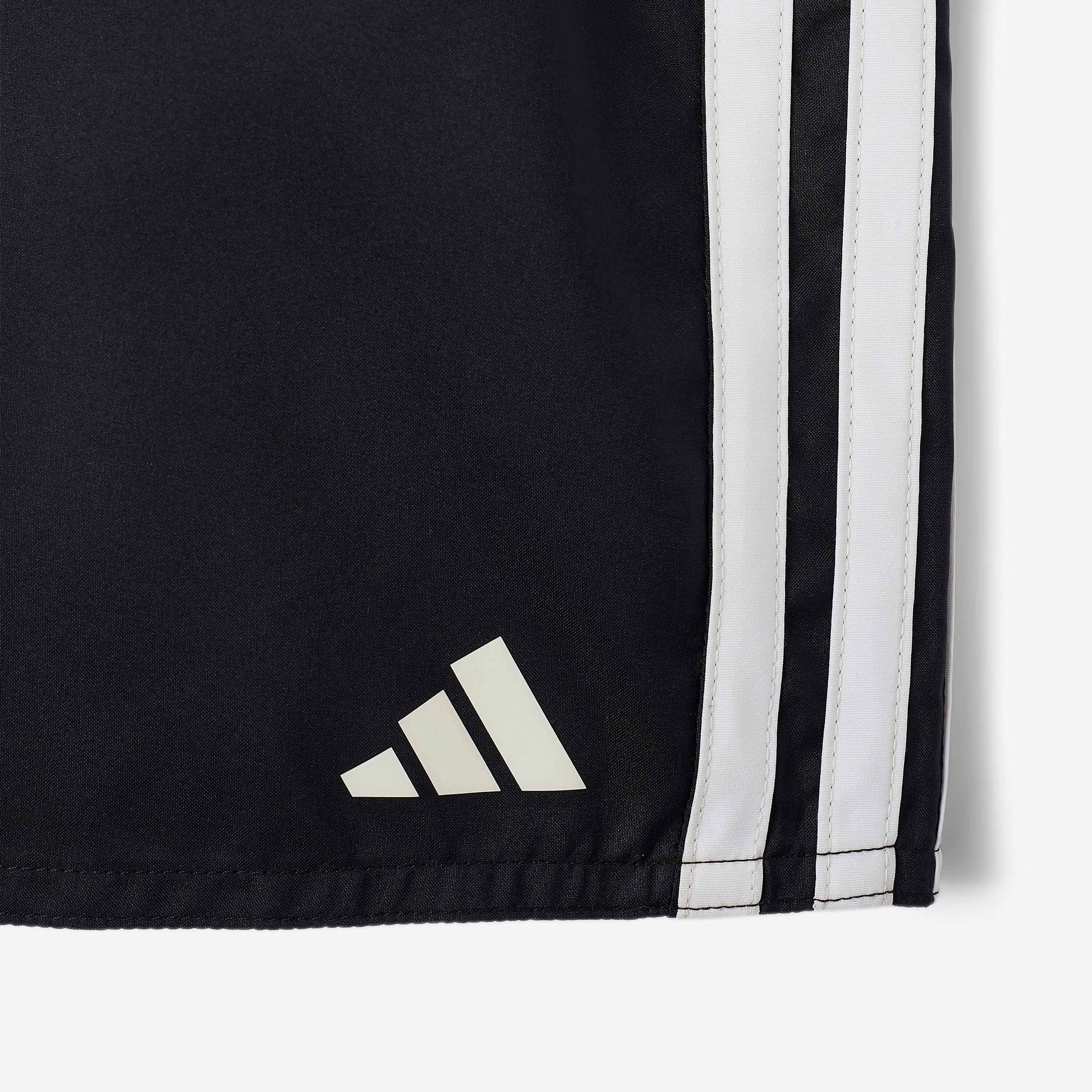 Badeshorts Jungen, Swimshort 3 Streifen, Adidas, Schwarz und Weiss 10/11