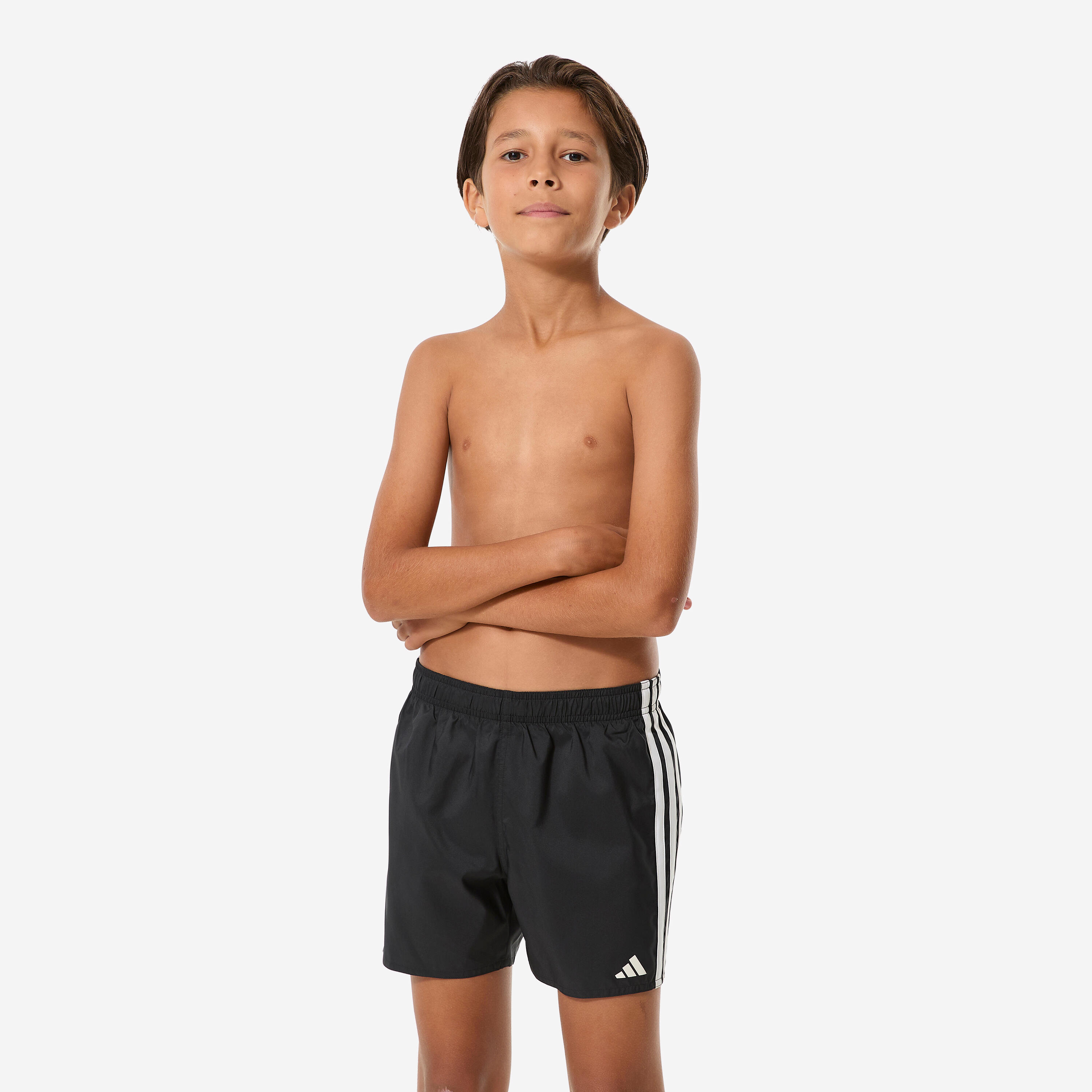 Badeshorts Jungen, Swimshort 3 Streifen, Adidas, Schwarz und Weiss 3/11