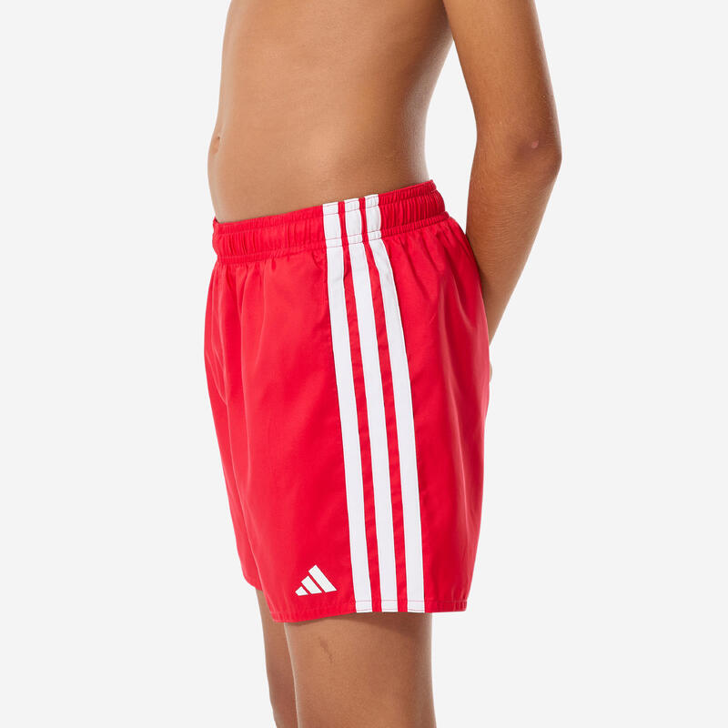 Șort de baie Swimshort 3 benzi Adidas roșu și alb Băieți