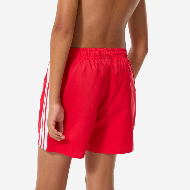Șort de baie Swimshort 3 benzi Adidas roșu și alb Băieți
