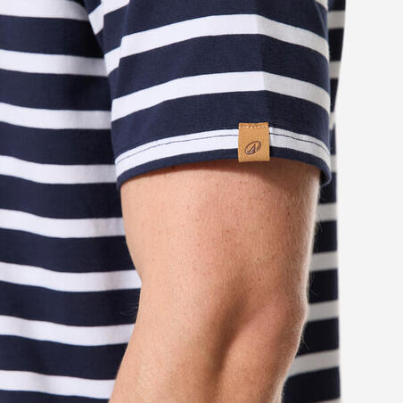 Футболка чоловіча 100 для вітрильного спорту біла/синя в смужку