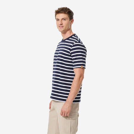 Футболка чоловіча 100 для вітрильного спорту біла/синя в смужку