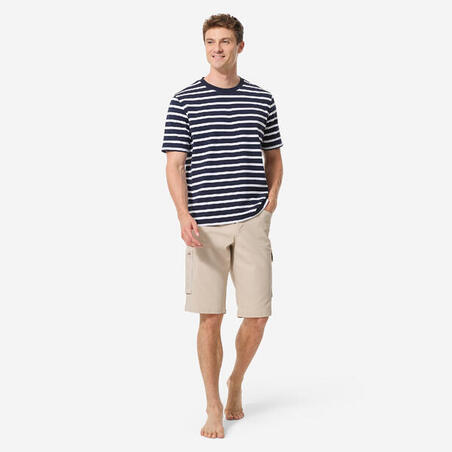 Футболка чоловіча 100 для вітрильного спорту біла/синя в смужку