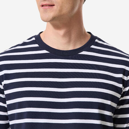 Футболка чоловіча 100 для вітрильного спорту біла/синя в смужку