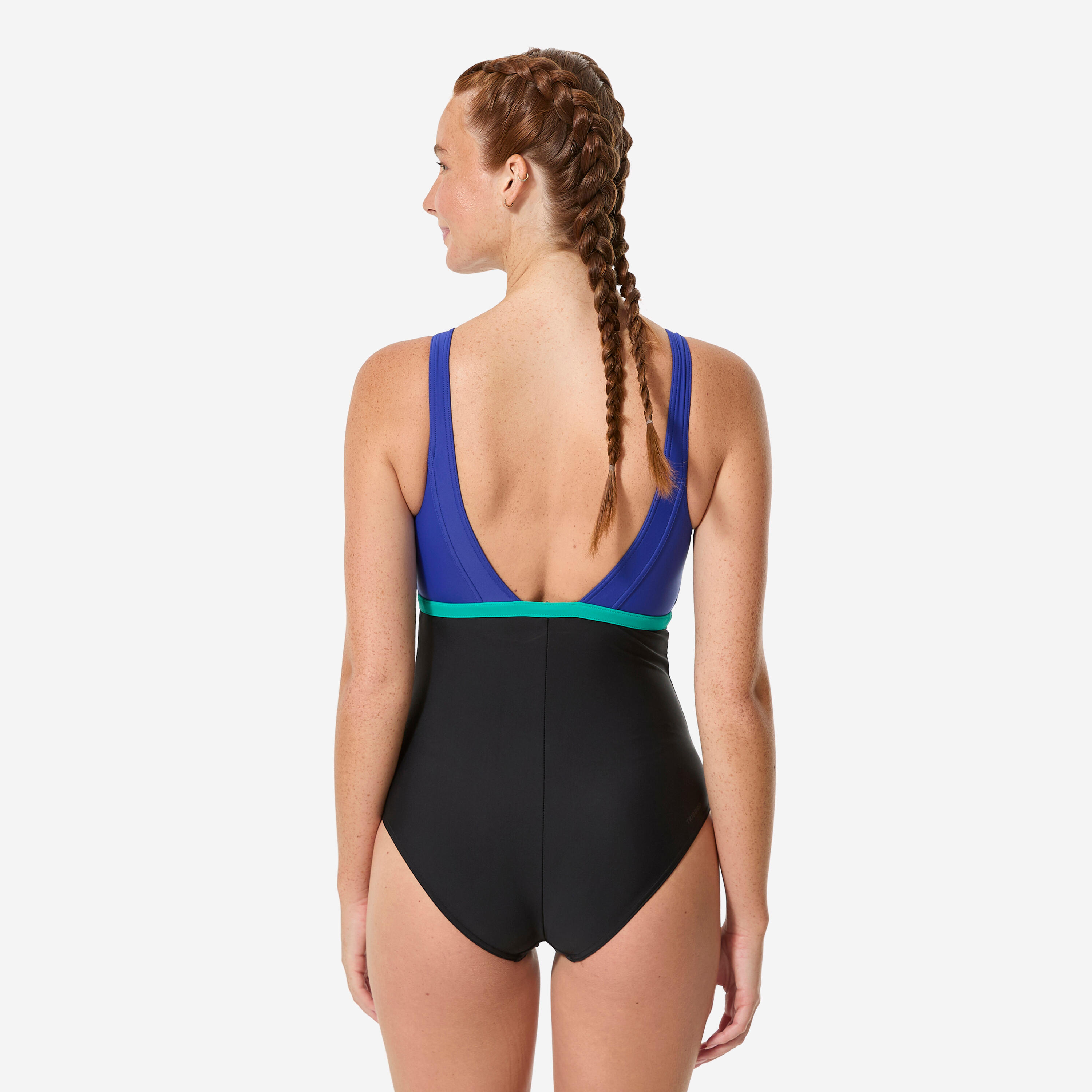 Maillot de bain 1 pièce natation femme, Heva li noir bleu 4/14