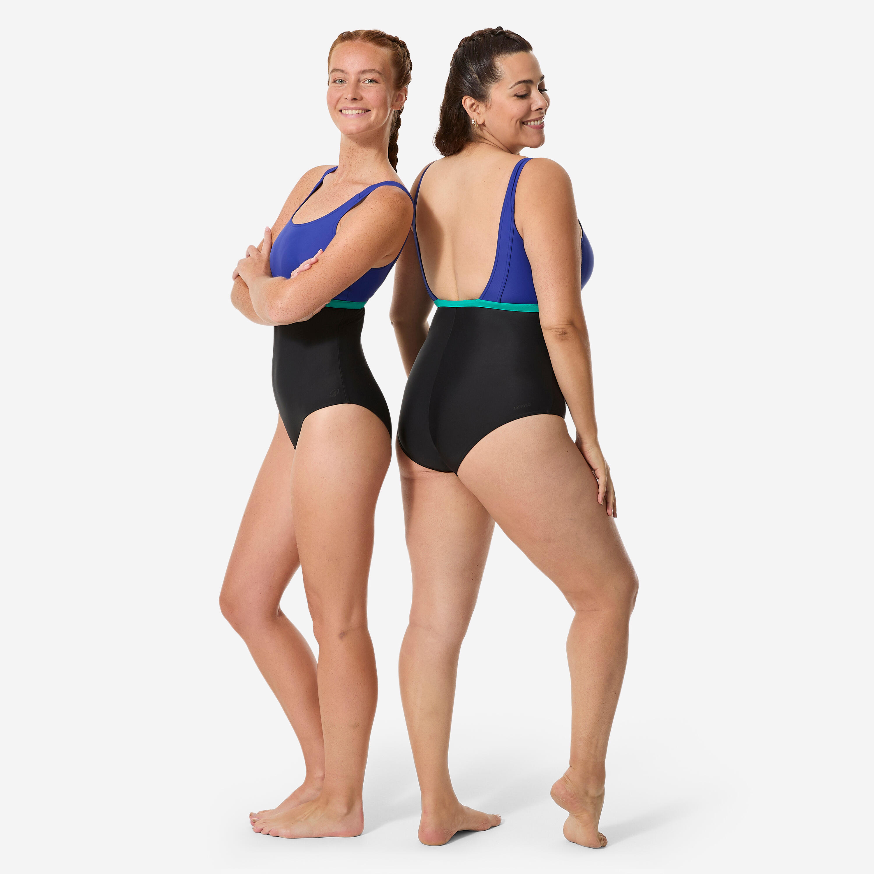 Maillot de bain 1 pièce natation femme, Heva li noir bleu 3/14