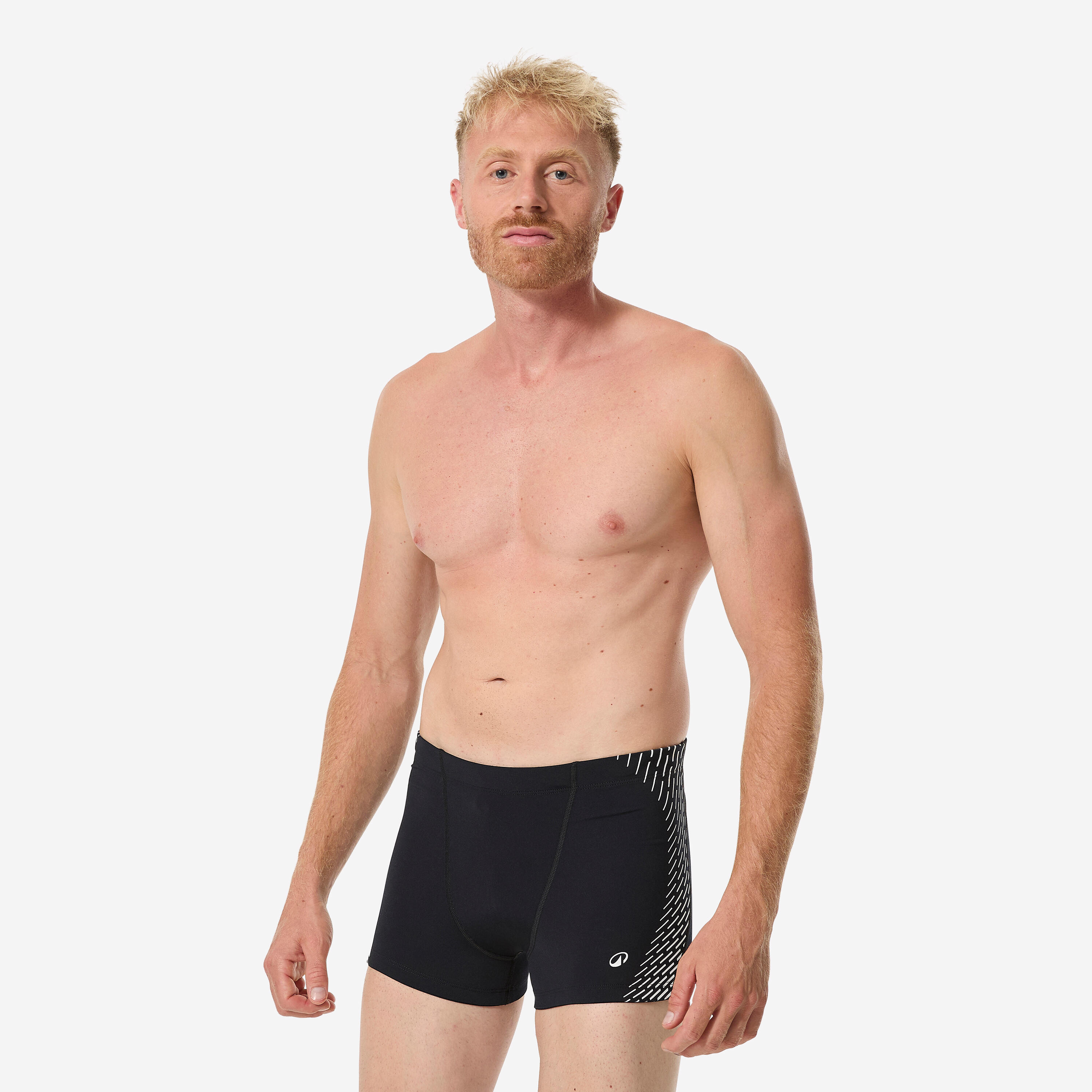 Bañador Hombre Bóxer Natación Fiti Negro-Blanco 3/9