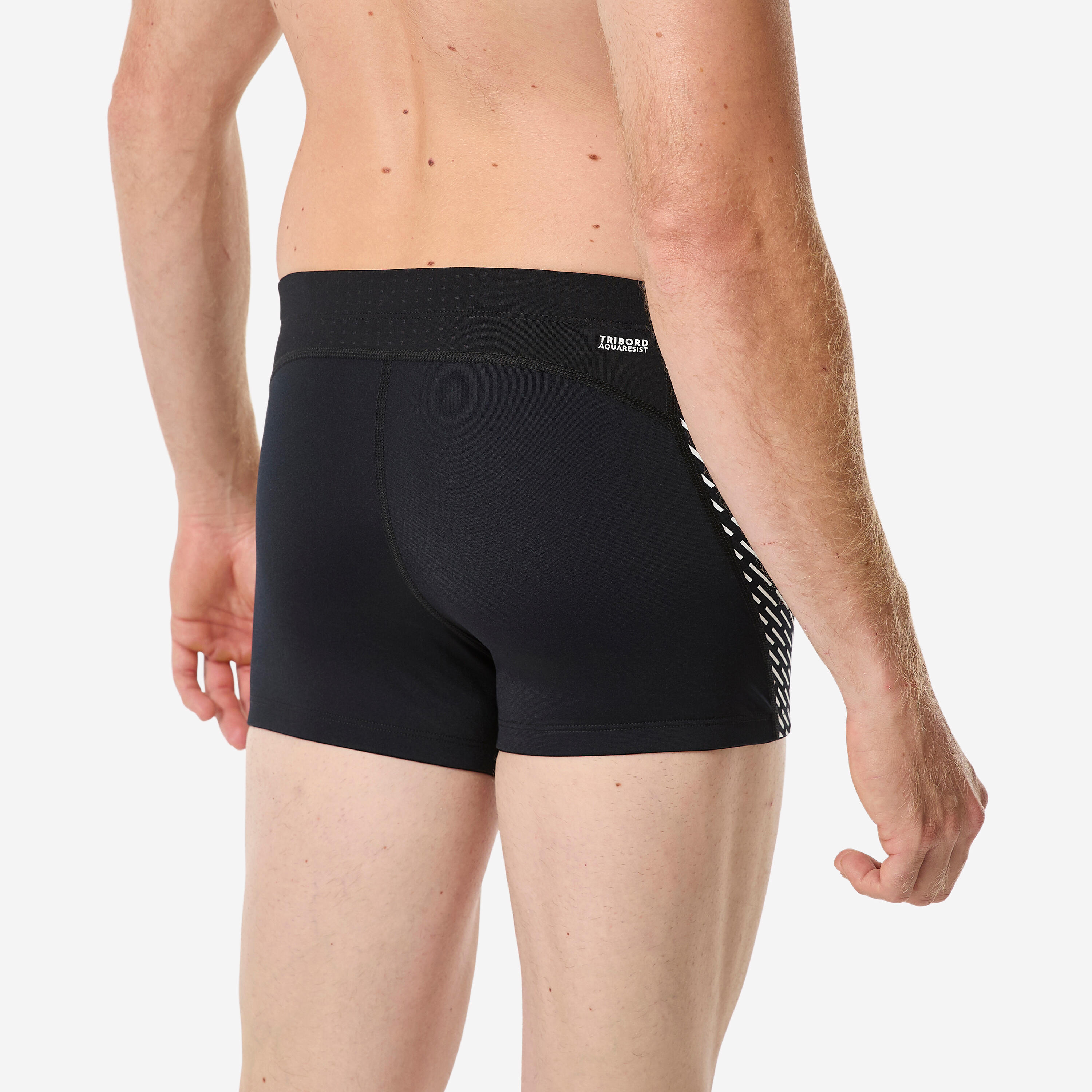 Bañador Hombre Bóxer Natación Fiti Negro-Blanco 4/9