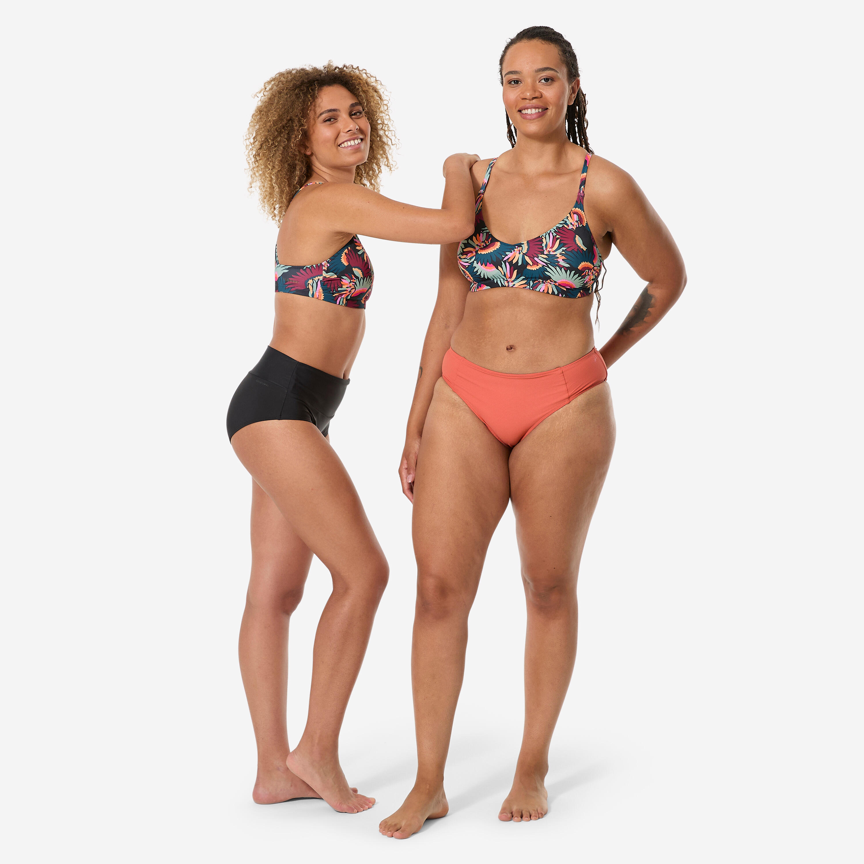 Haut de maillot de bain de natation femme, Lila ara noir 3/11