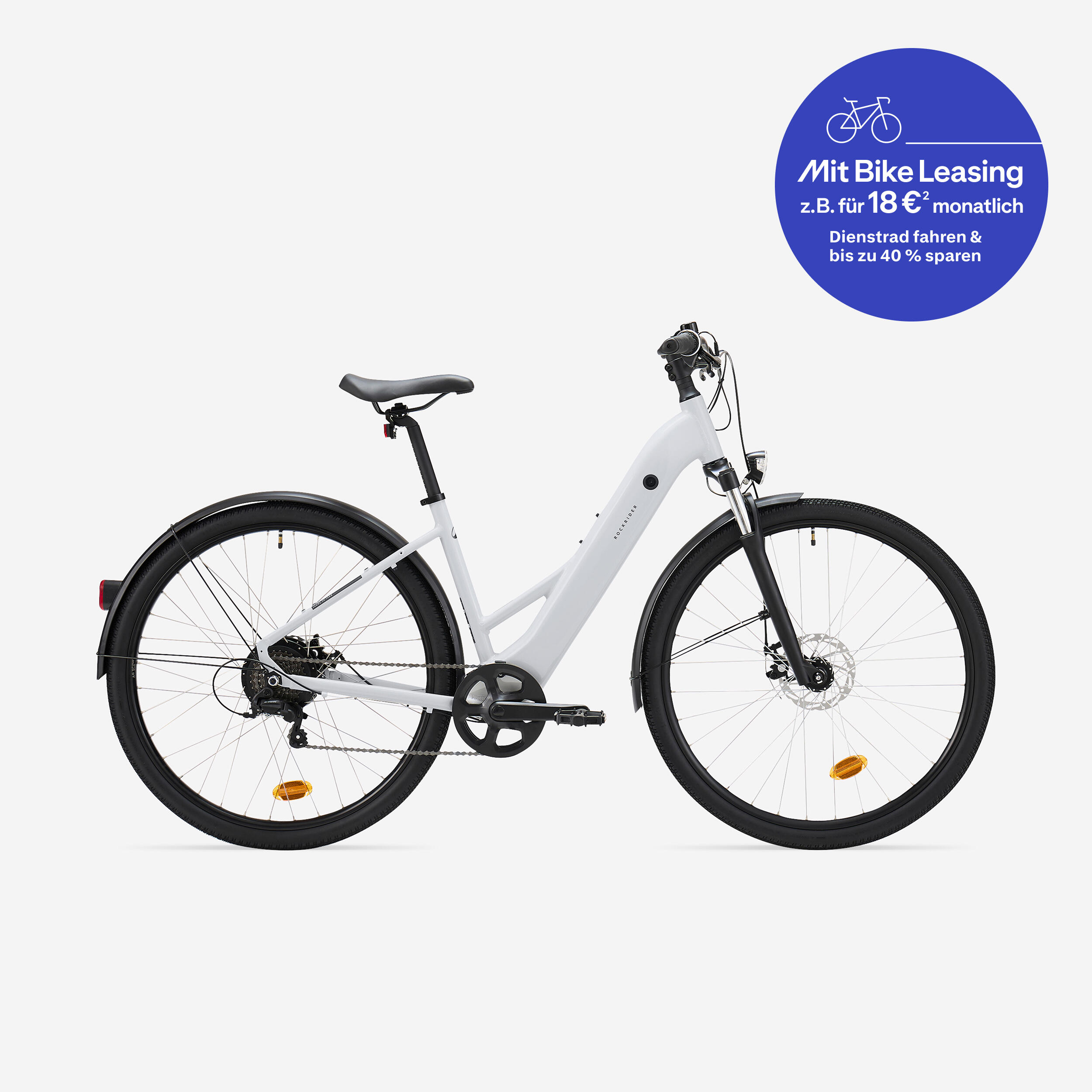 E-Bike SUV Trekkingrad 28 Zoll E-ACTV 100 LF perlgrau - Decathlon