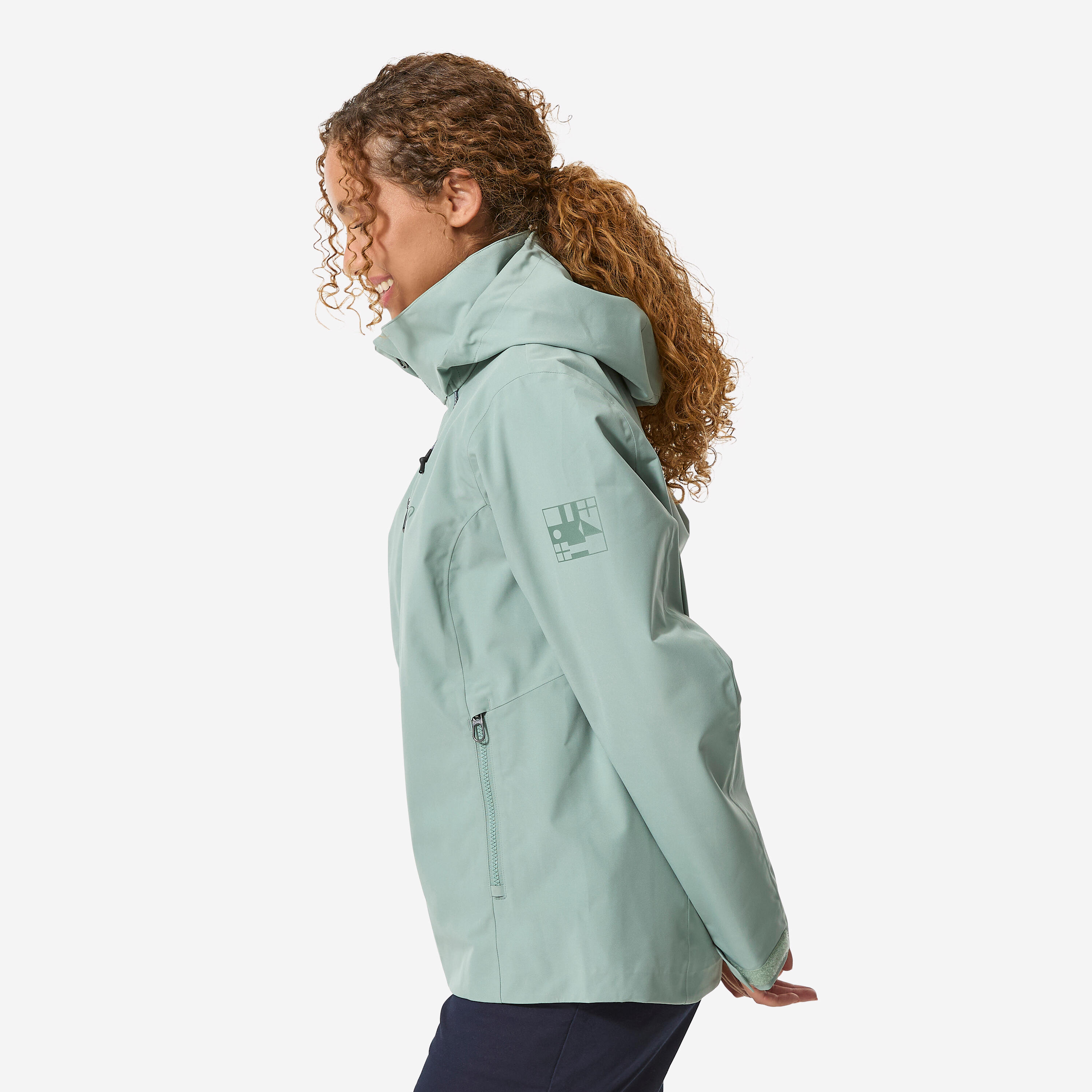 Veste de voile imperméable coupe-vent femme, Sailing 500 kaki clair 4/13