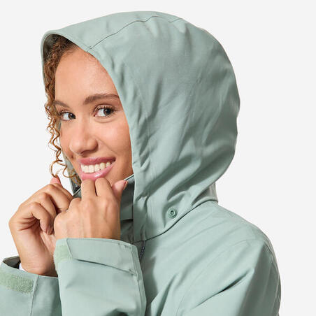 Куртка жіноча 500 для вітрильного спорту водонепроникна світлий хакі