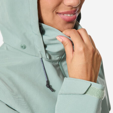 Куртка жіноча 500 для вітрильного спорту водонепроникна світлий хакі