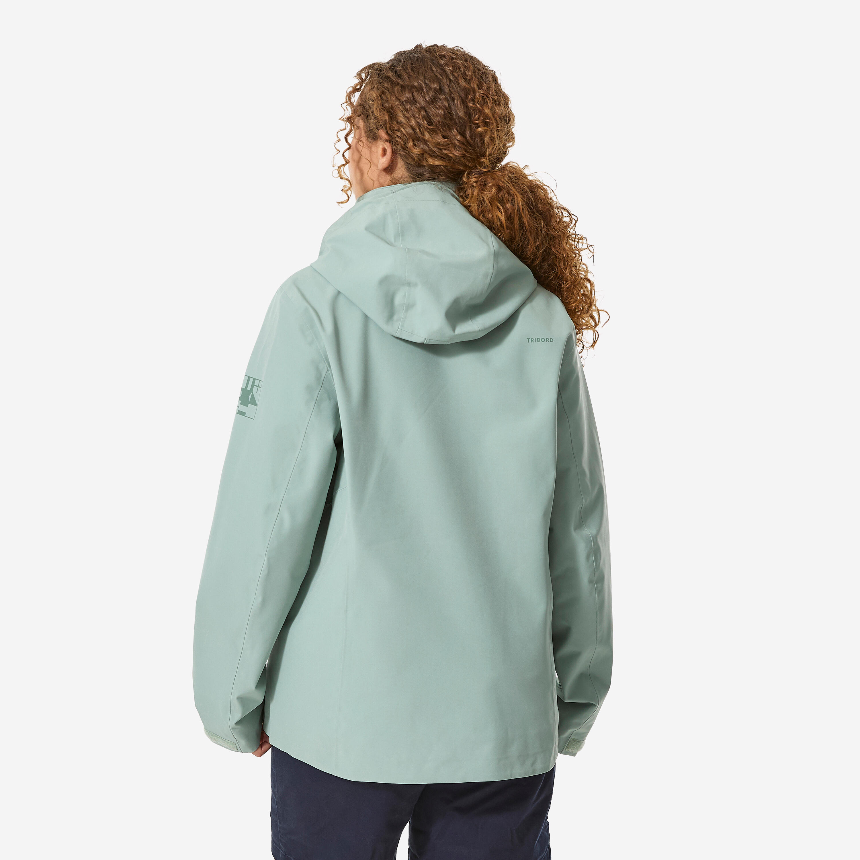 Veste de voile imperméable coupe-vent femme, Sailing 500 kaki clair 3/13