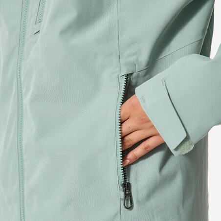 Куртка жіноча 500 для вітрильного спорту водонепроникна світлий хакі