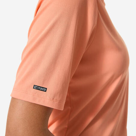 Футболка жіноча для серфінгу із захистом від сонця UPF 50+ коралова