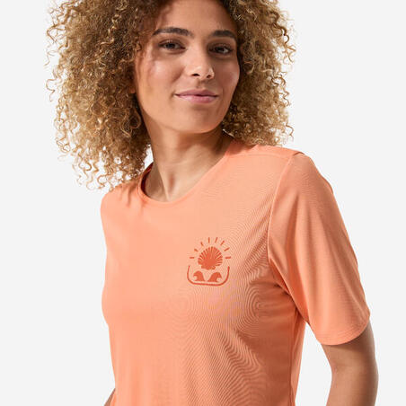 Футболка жіноча для серфінгу із захистом від сонця UPF 50+ коралова