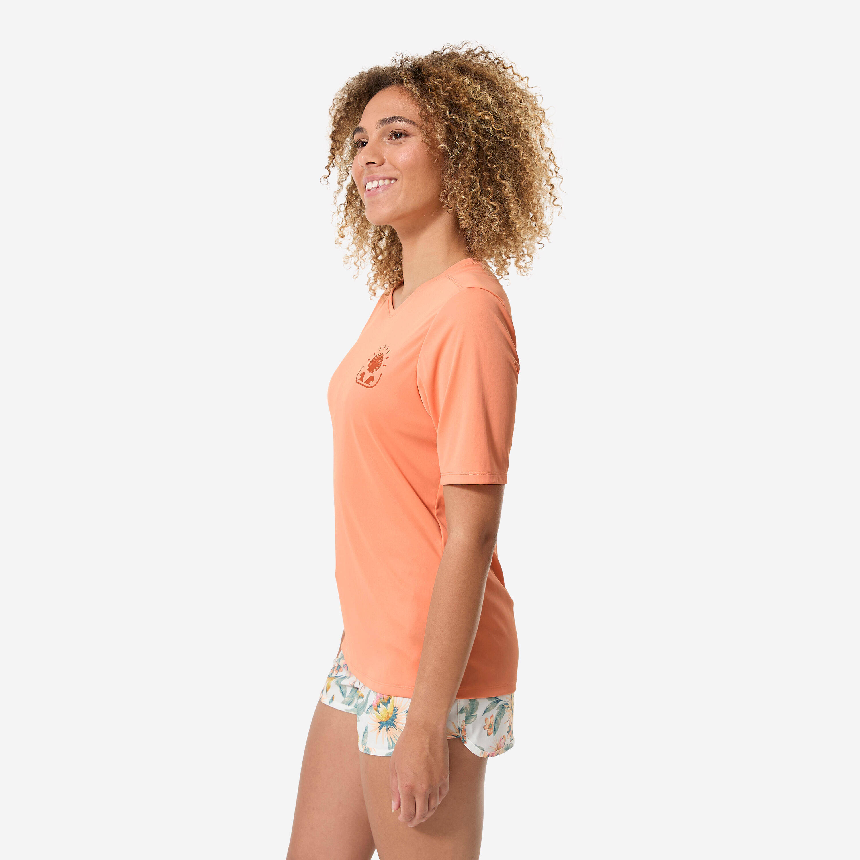 Women’s surfing short sleeve UV-protection t-shirt - Malou Shellrise orange -  5