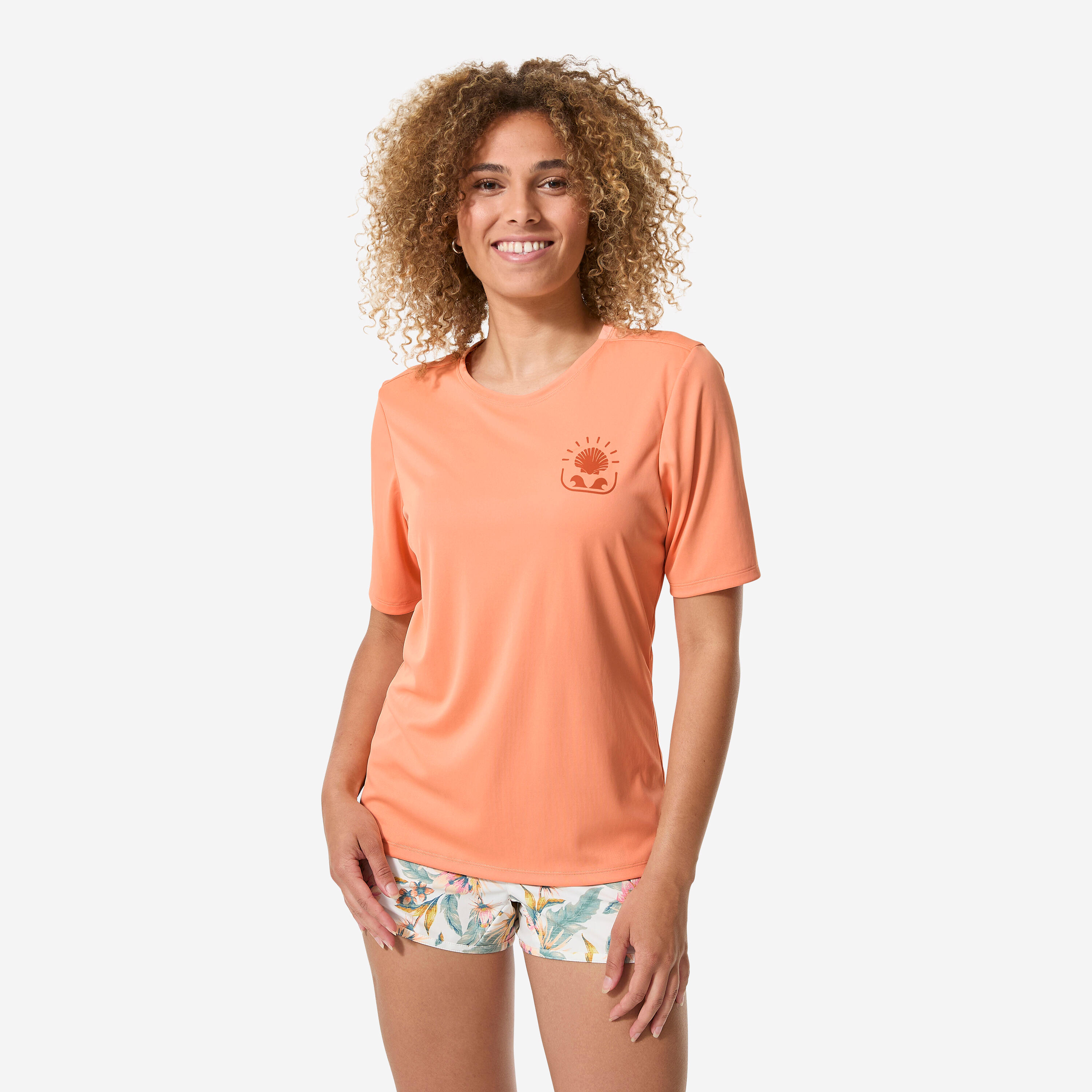 Women’s surfing short sleeve UV-protection t-shirt - Malou Shellrise orange