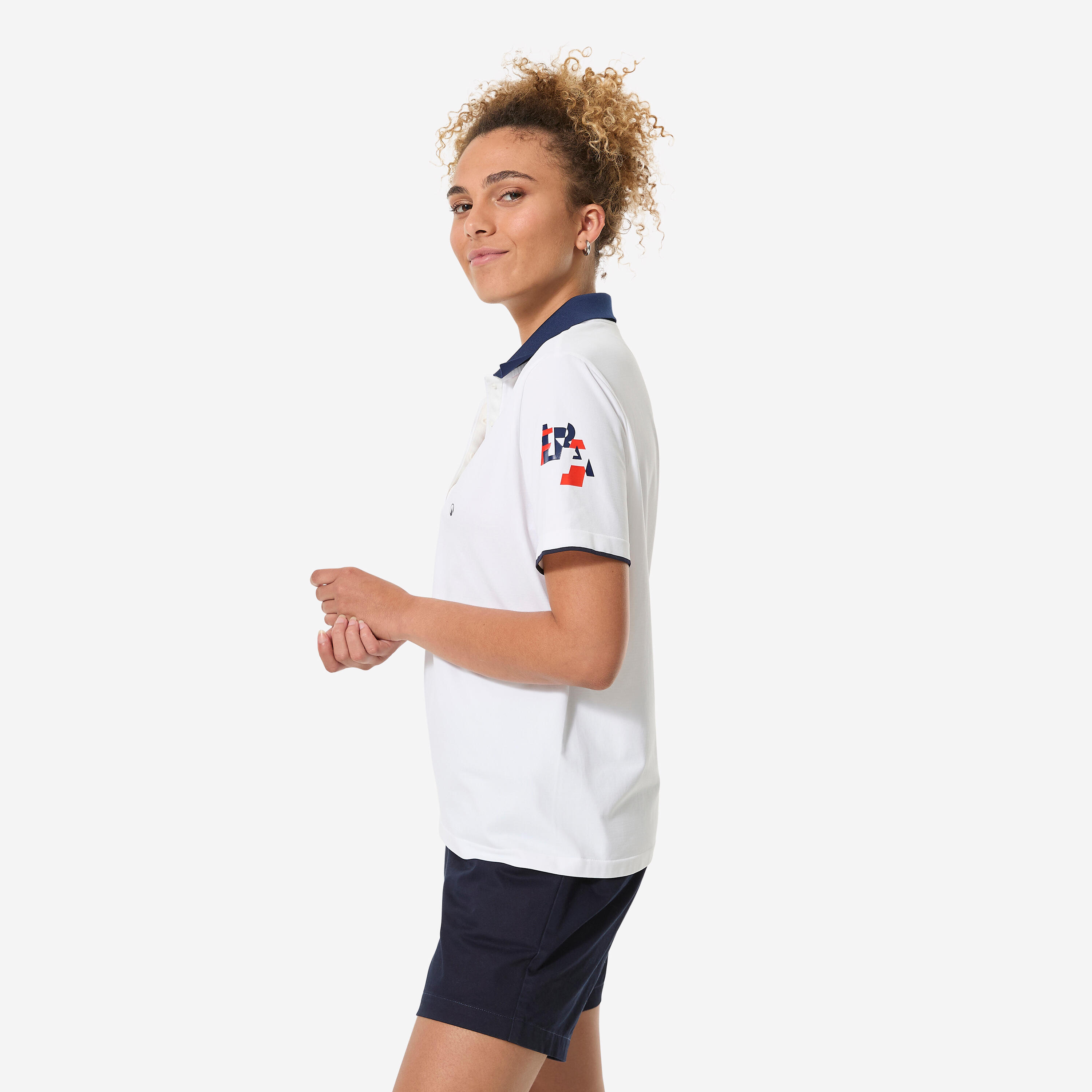 Polo voile respirant sans couture avec séchage rapide femme,  500 blanc France 2/5