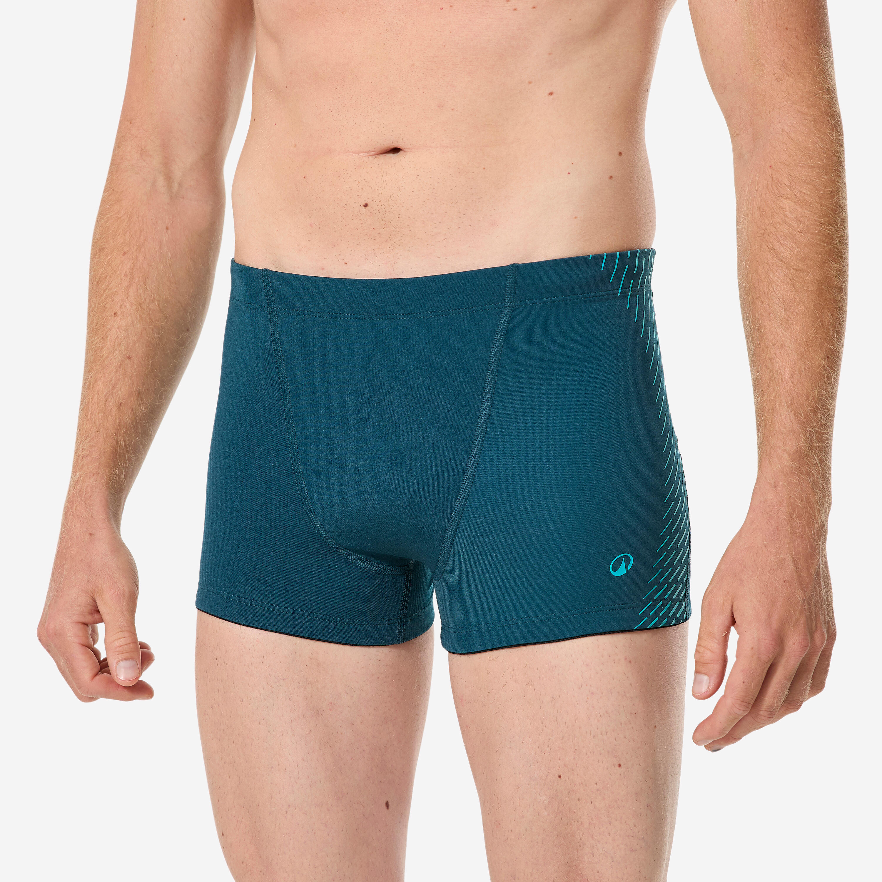 Boxer de bain homme, Fiti turquoise arc blanc
