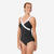 Maillot de bain 1 pièce aquagym femme, Claris noir blanc