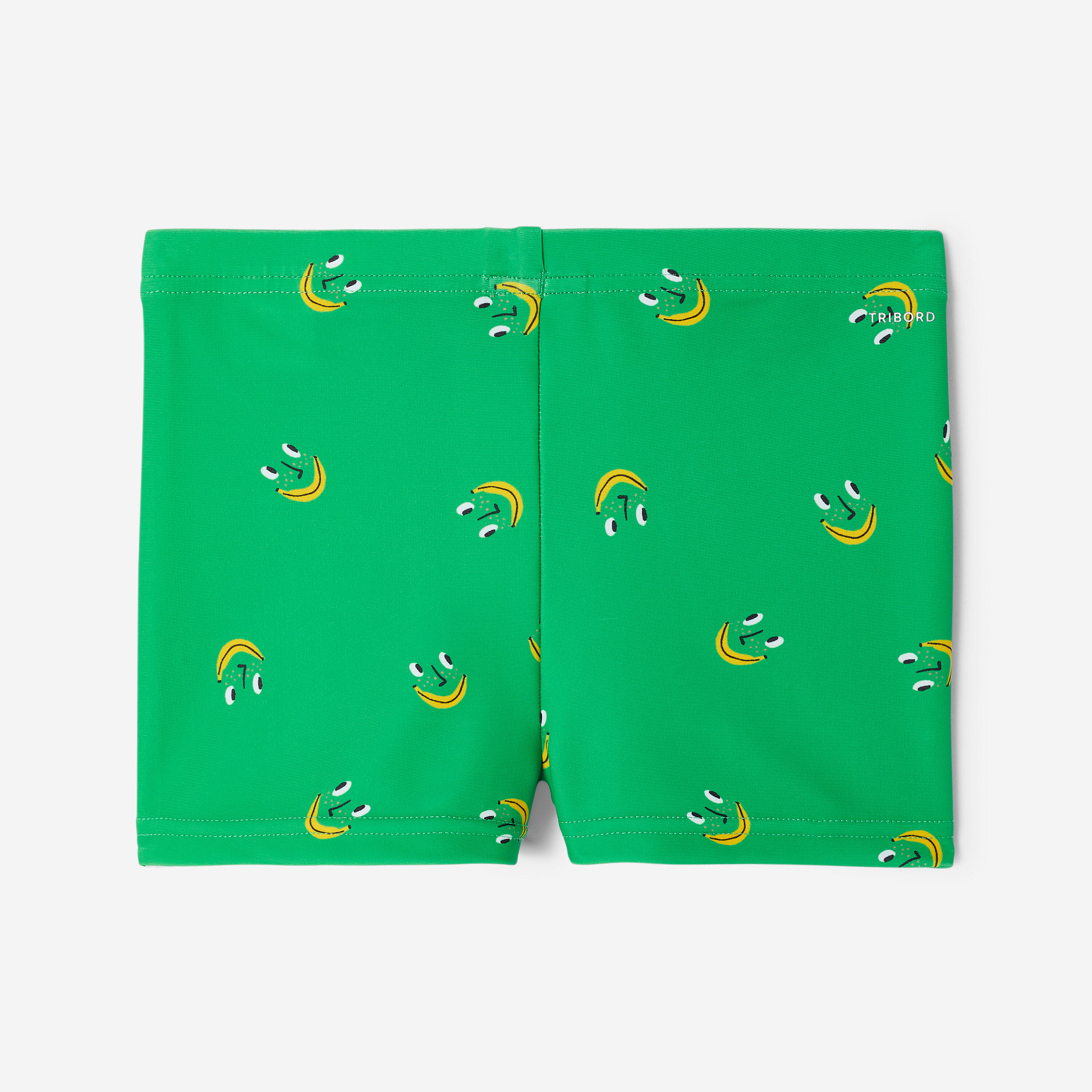 Calções de banho de natação Boxer bebé rapaz, Titou Smile verde 7/10