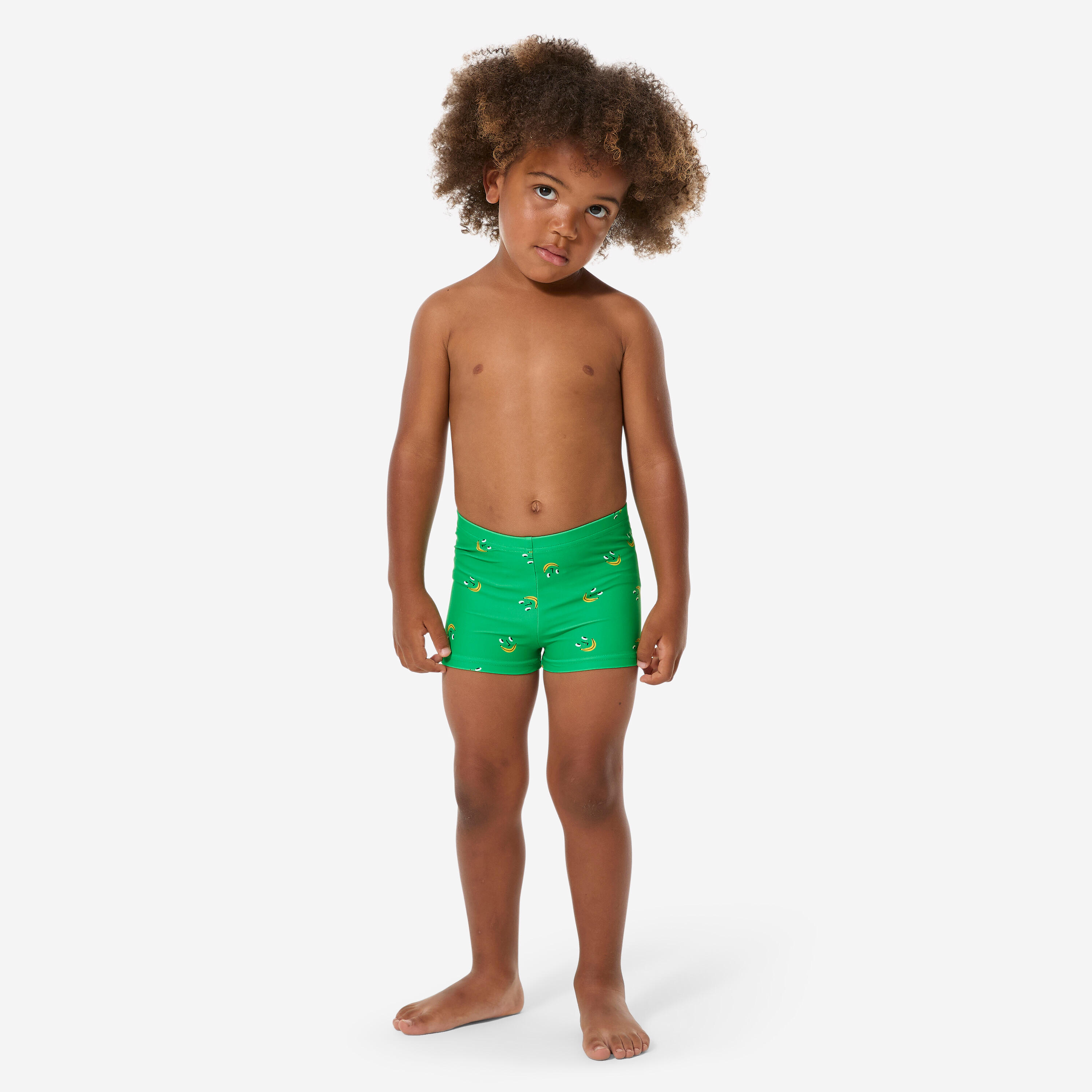 Calções de banho de natação Boxer bebé rapaz, Titou Smile verde 4/10