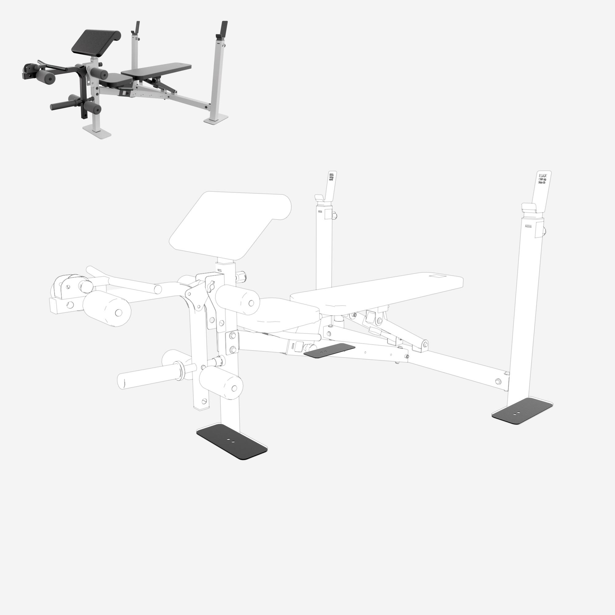 Set pootdoppen voor de multifunctionele halterbank 2/7