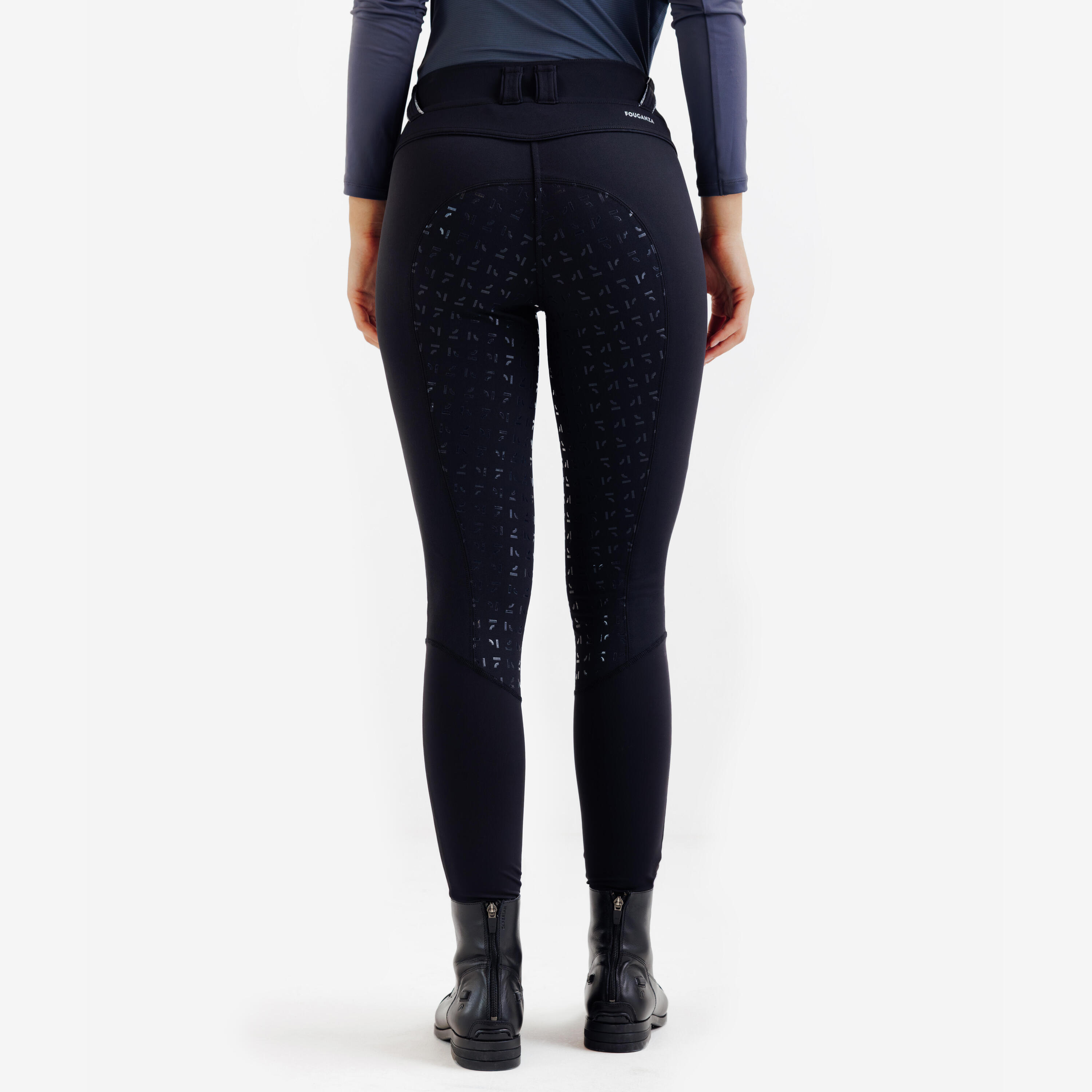 Pantalón Equitación 900 Fullgrip Mujer Negro 4/7