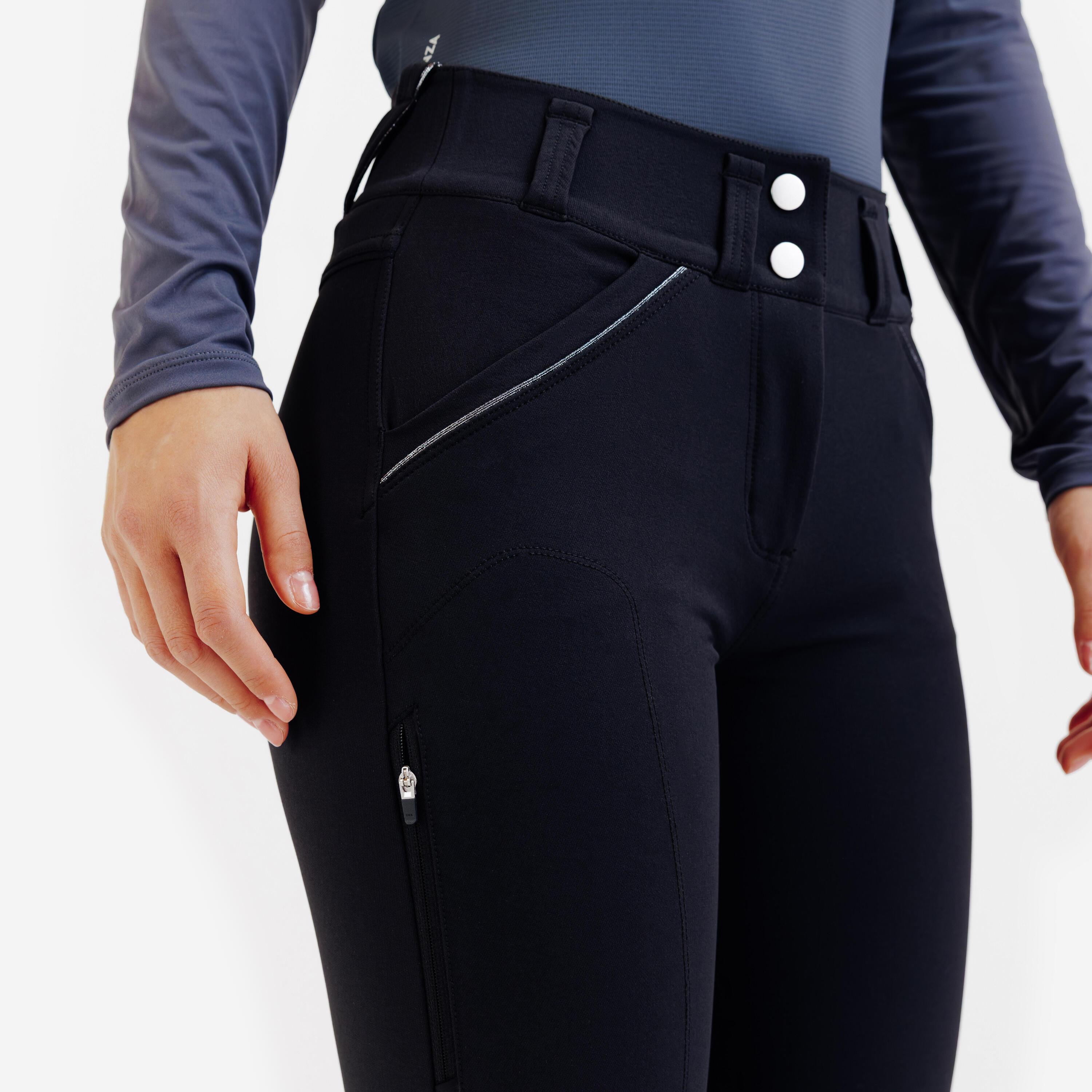 Pantalón Equitación 900 Fullgrip Mujer Negro 3/7