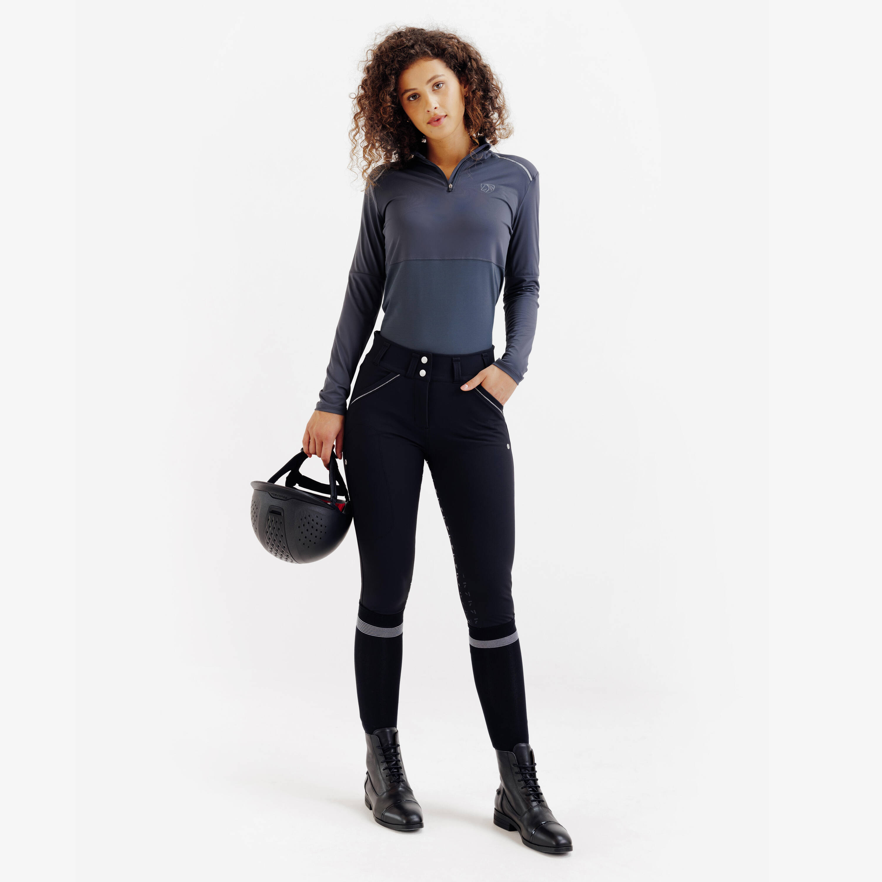 Women's Horse Riding Full Grip Jodhpurs 900 - Black -  3