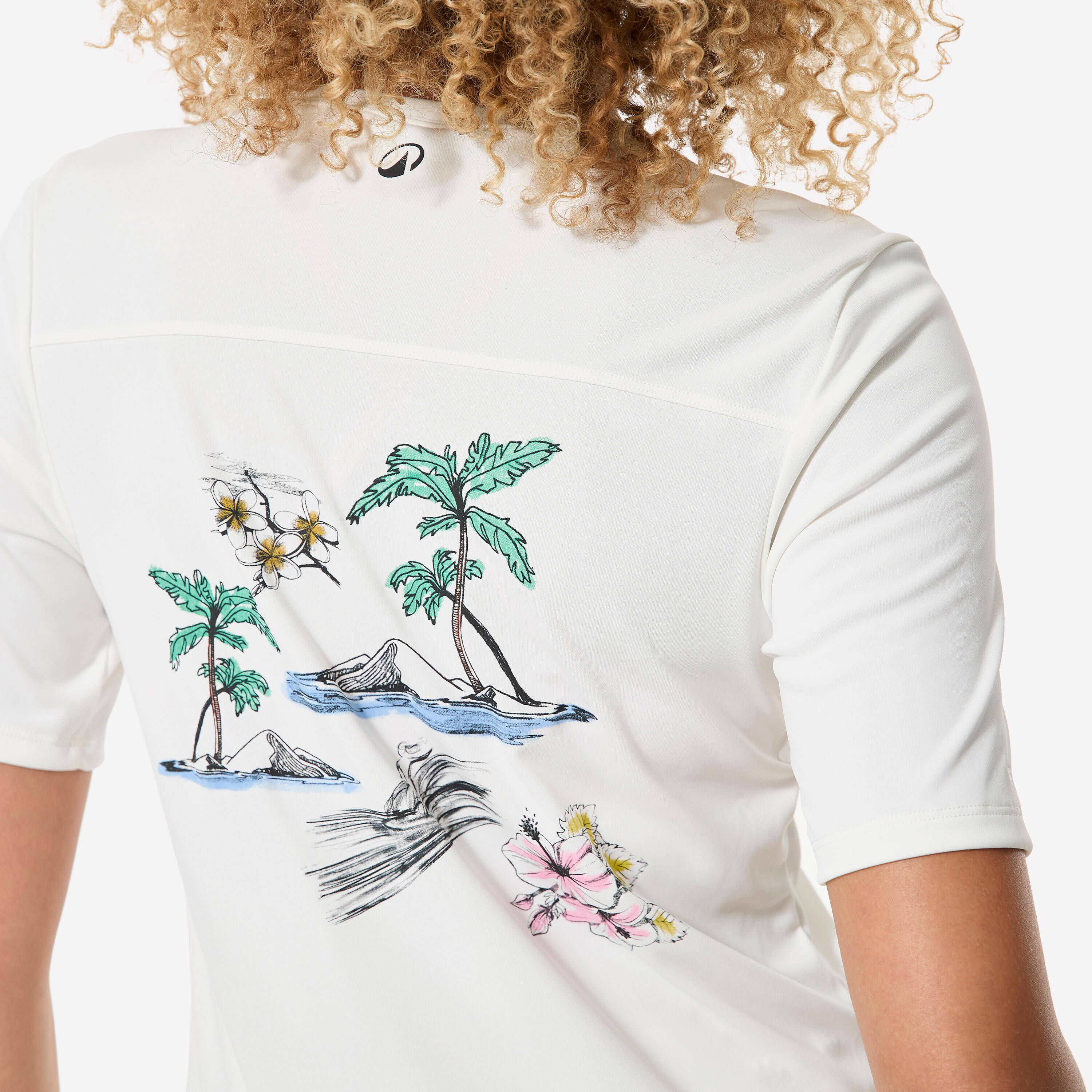Women’s surfing short sleeve UV-protection t-shirt - Malou Paradise white -  5