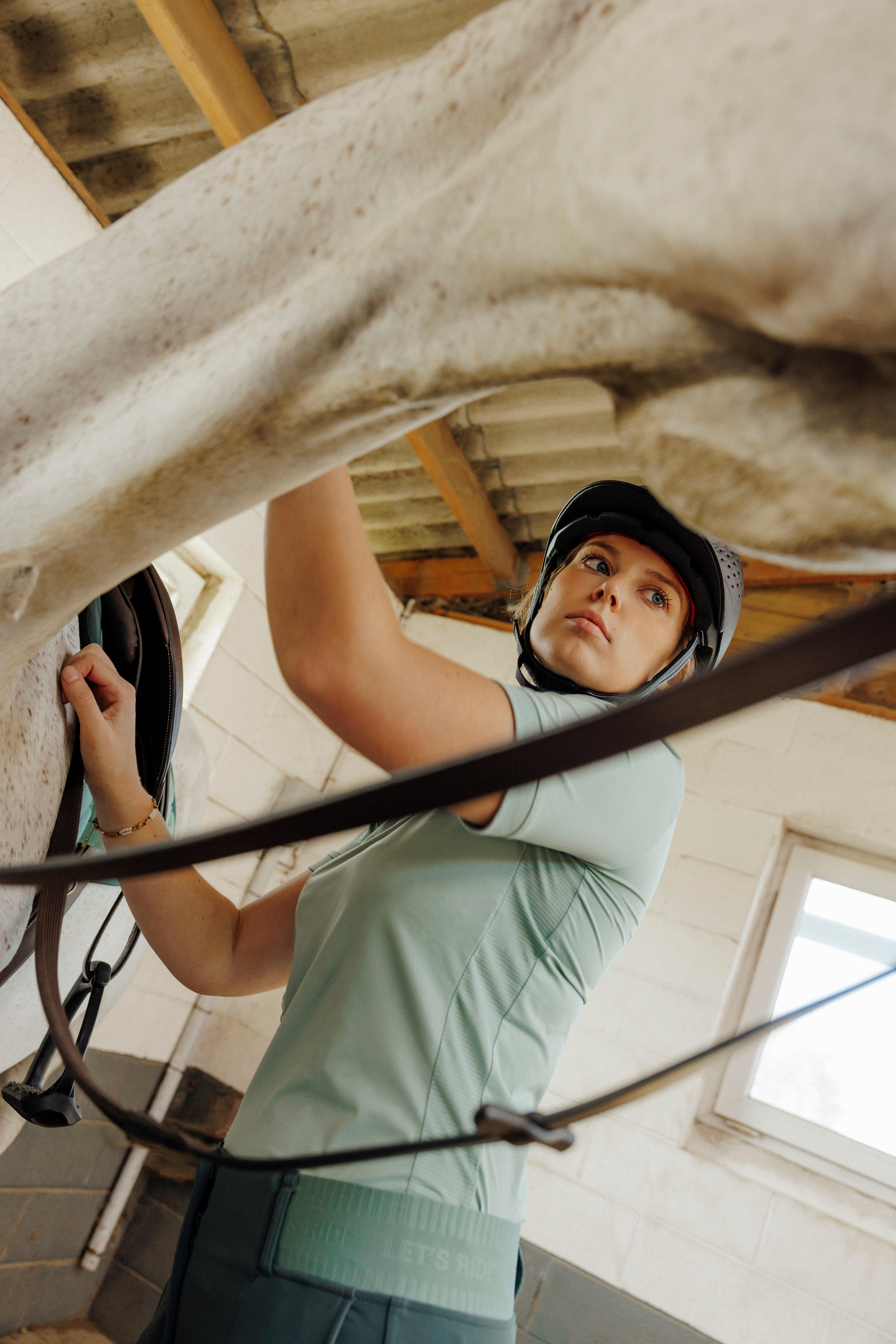 Women's Horse Riding Short-Sleeved Polo Shirt - Heritage Green - FOUGANZA