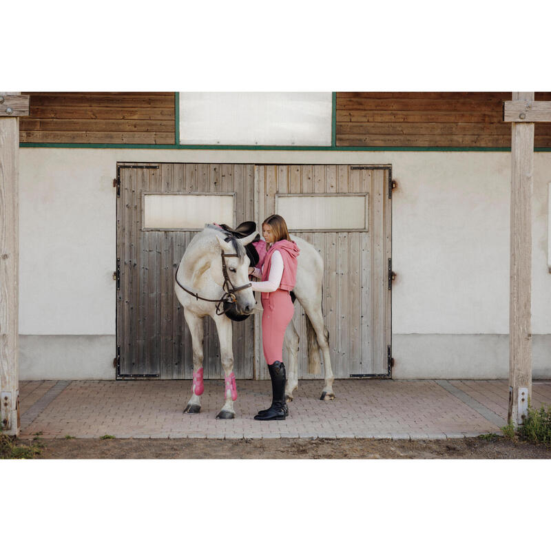Pantalon echitație full grip BE YOU - 500 Roz LITCHI Damă