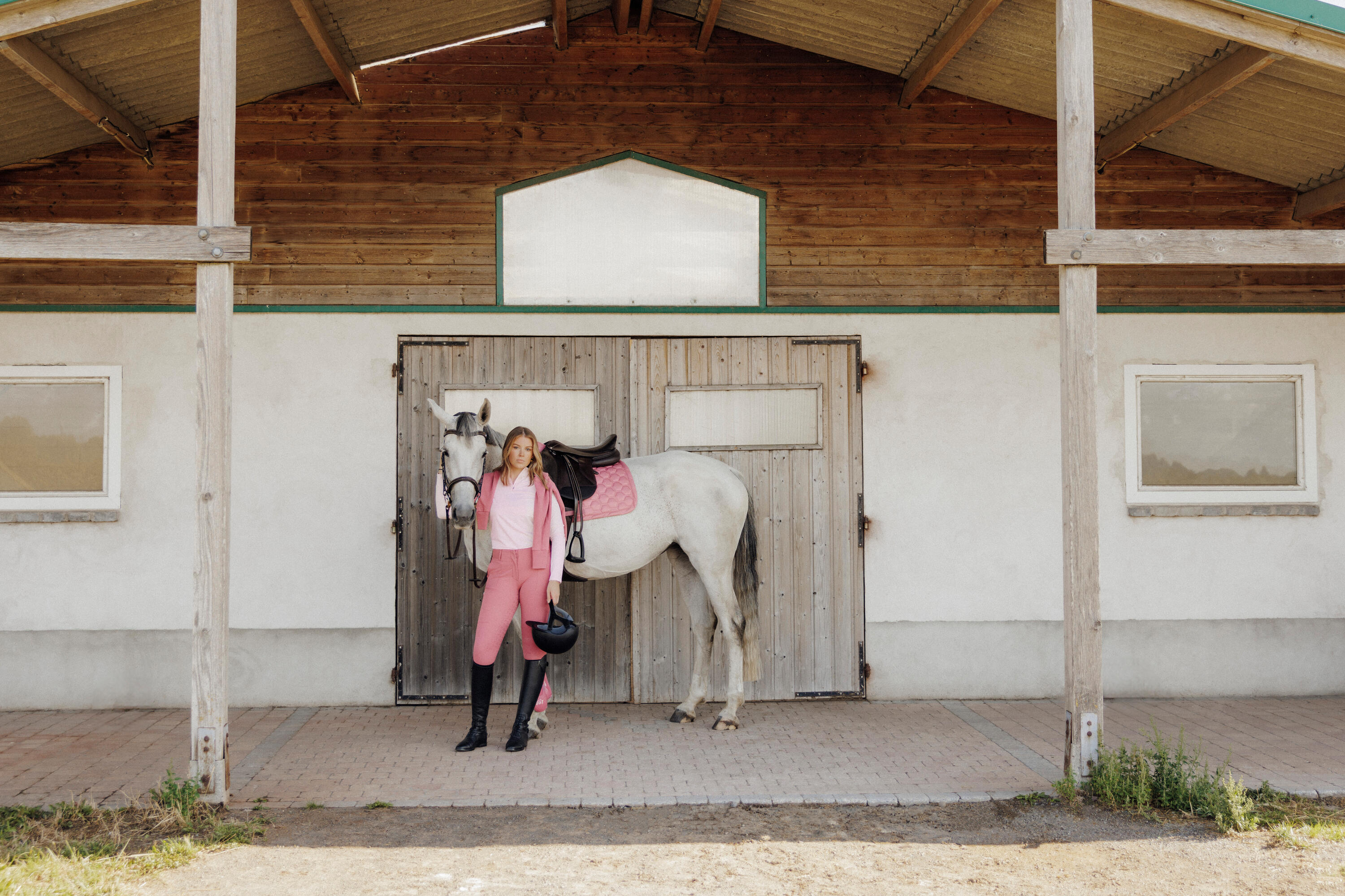 Mantilla Equitación Caballo 500 Rosa Litchi 5/5