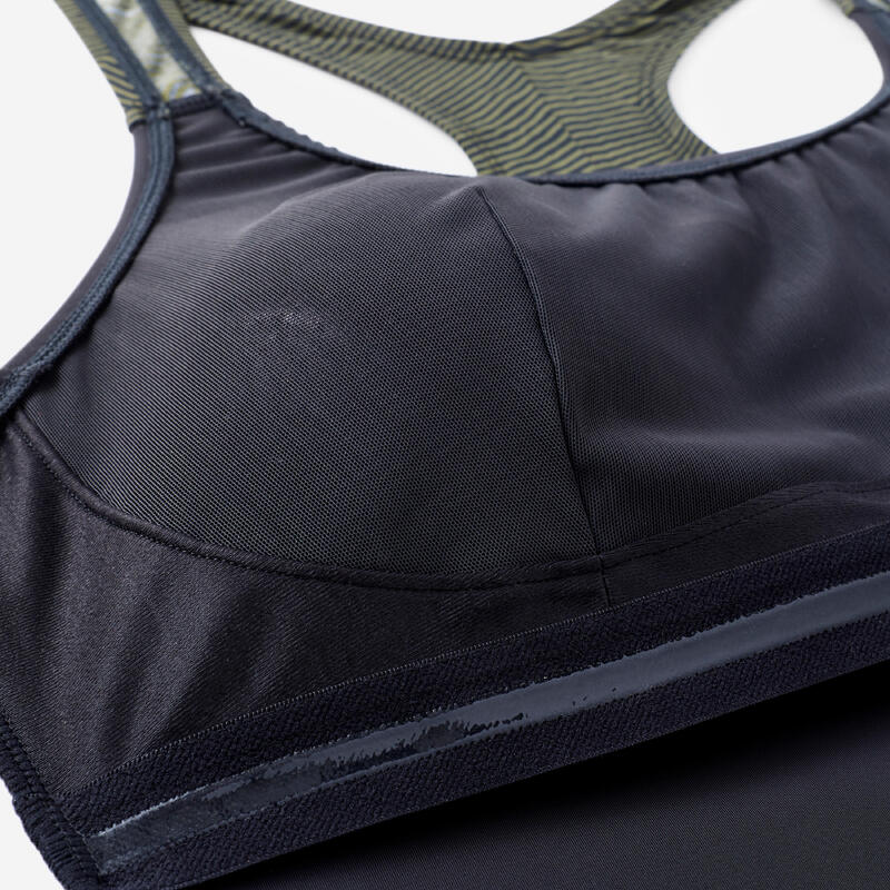 Costum de baie întreg Shorty Loose Aquagym Sofi Sono Negru-Kaki Damă