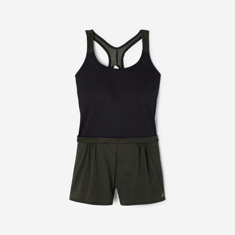 Costum de baie întreg Shorty Loose Aquagym Sofi Sono Negru-Kaki Damă