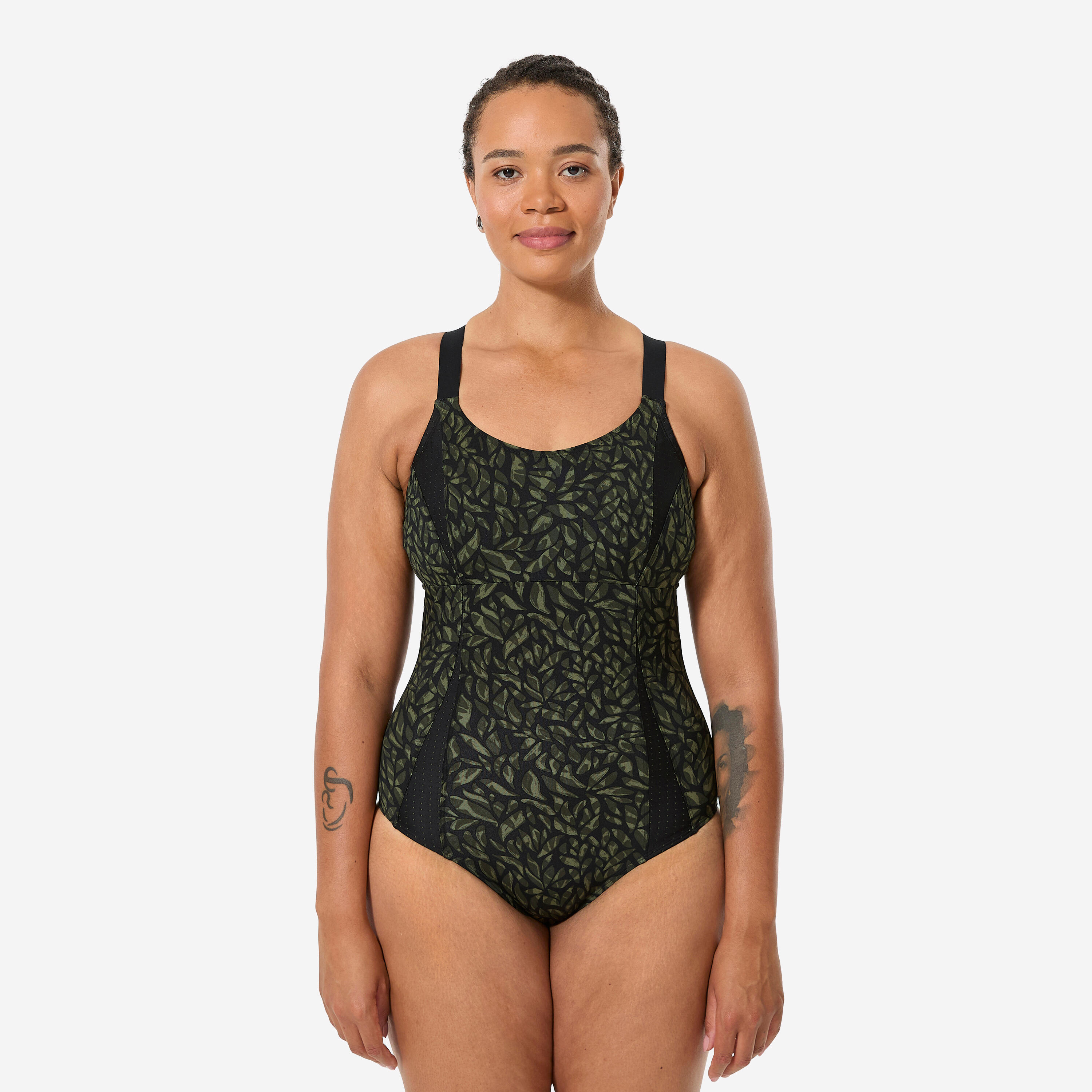 Maillot de bain 1 pièce aquagym aquabike femme, Elea aitnis kaki