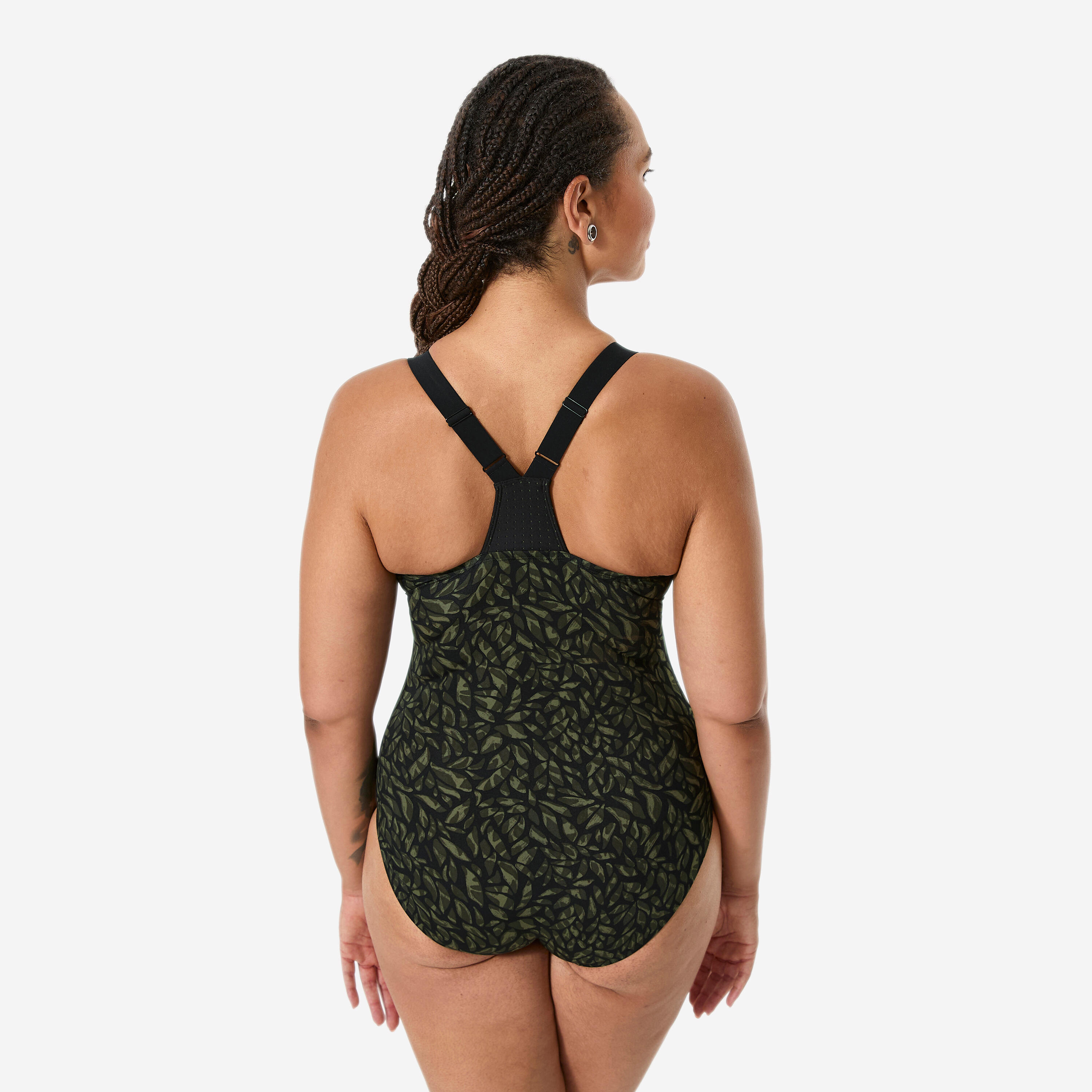 Maillot de bain 1 pièce aquagym aquabike femme, Elea aitnis kaki 4/14