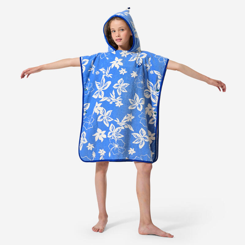 Poncho surf 500 Biscus Albastru Copii 110-135 cm