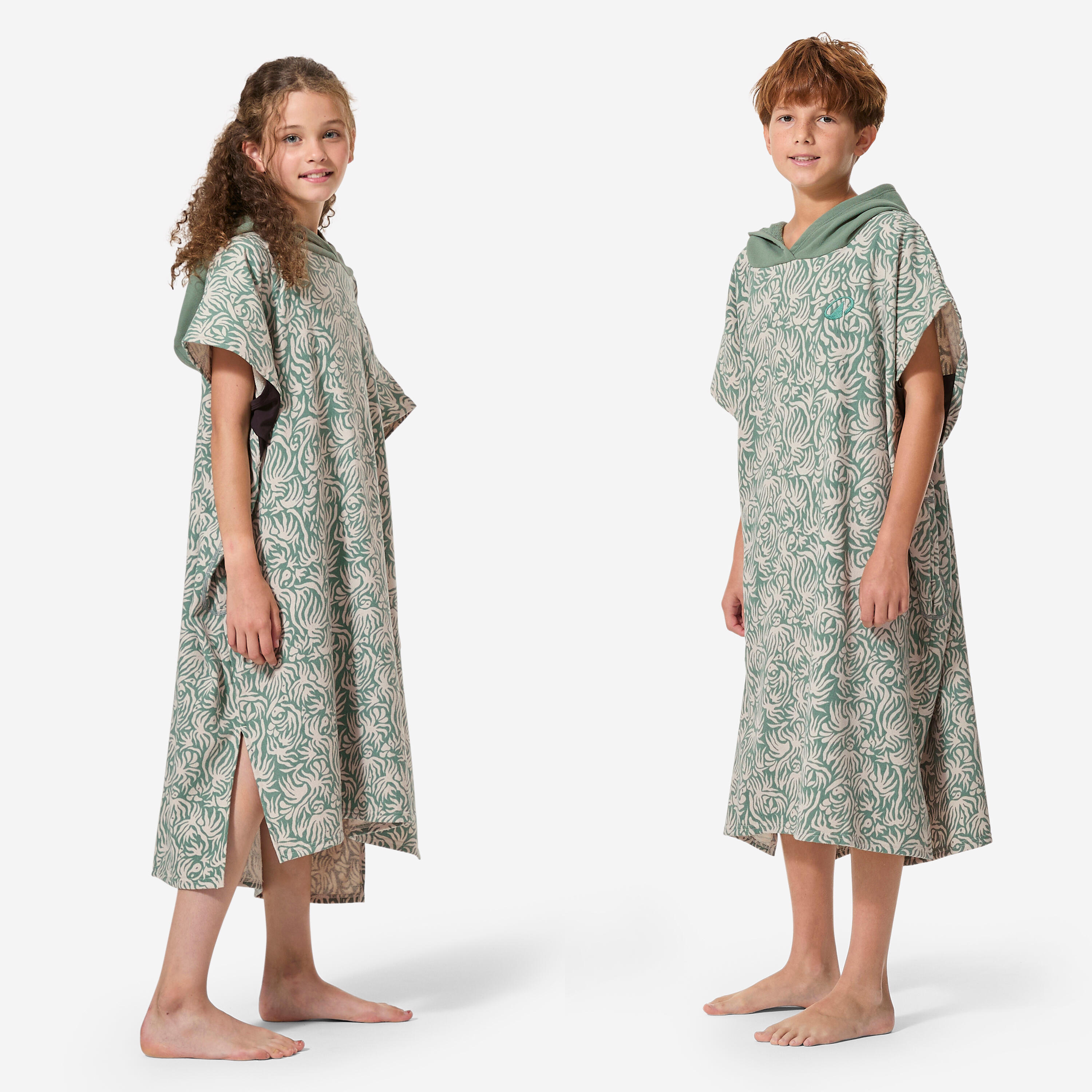 Poncho surf enfant de 135 à 160cm, 550 Josh vert 3/10
