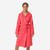Peignoir de bain à capuche microfibre compact femme, rose grenade