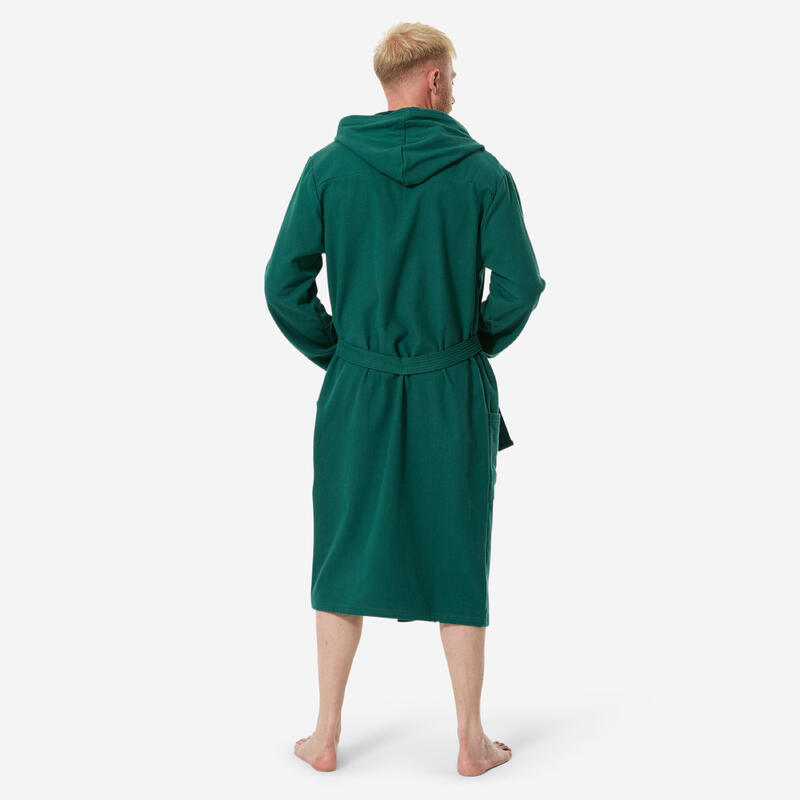 Halat de baie cu glugă compact din bumbac Kaki Verde brad Bărbați