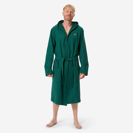 Peignoir de bain compact homme à capuche en coton kaki vert sapin